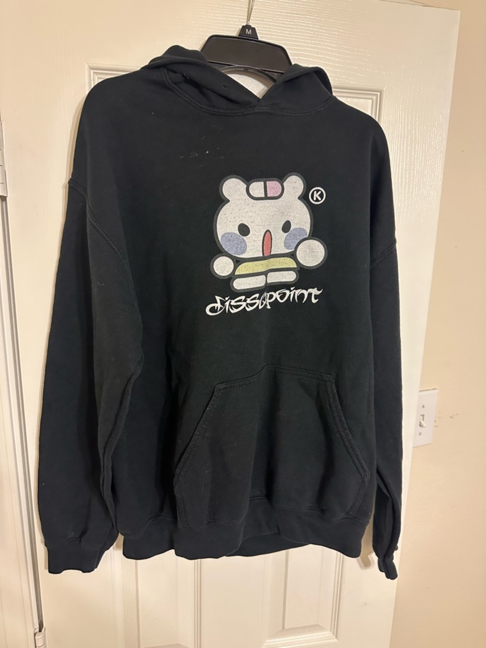 Black Disappointment Hoodie with Bear Graphic